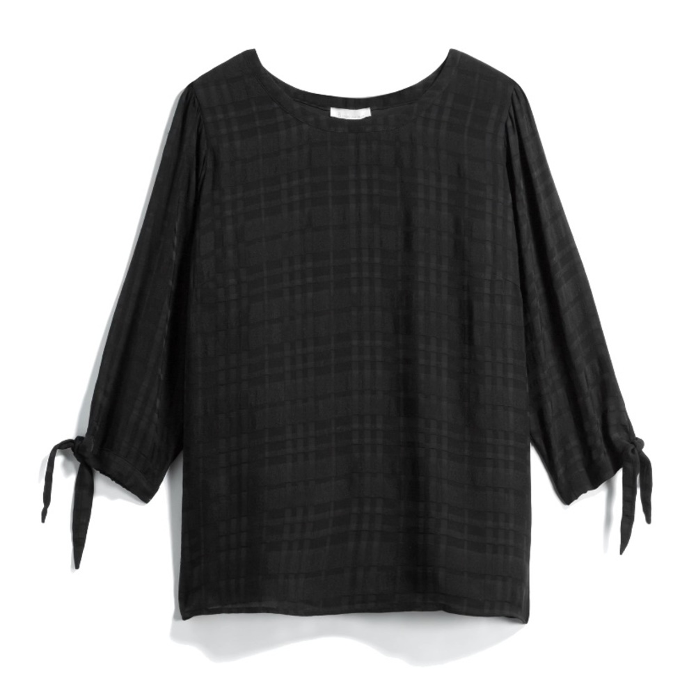 Skies Are Blue Black Textured Blouse 2X